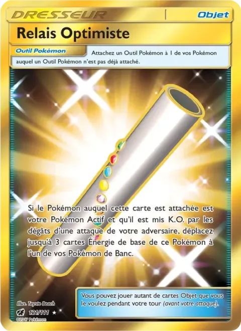 Carte Pokémon Relais Optimiste 121/111, extension Invasion Carmin