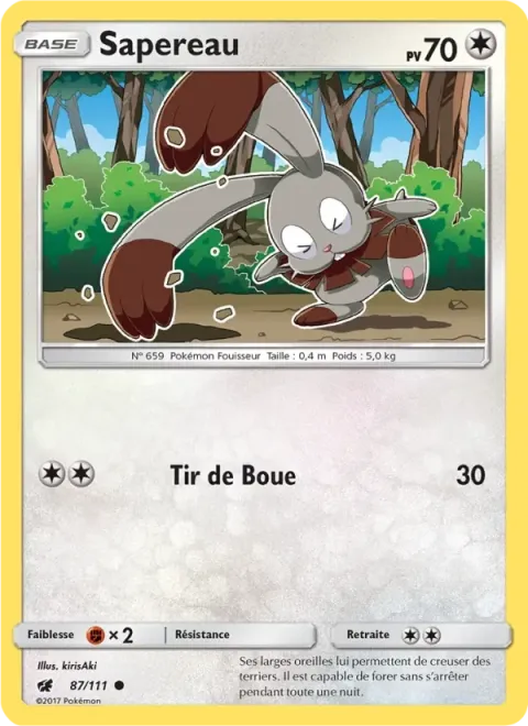 Carte Pokémon Sapereau 087/111, extension Invasion Carmin