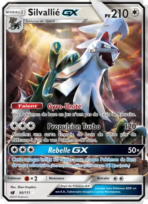 Carte Pokémon Silvallié GX 090/111, extension Invasion Carmin