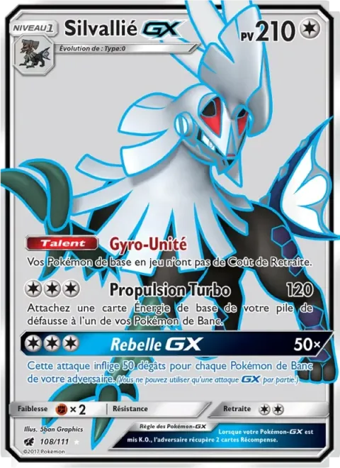 Carte Pokémon Silvallié GX 108/111, extension Invasion Carmin