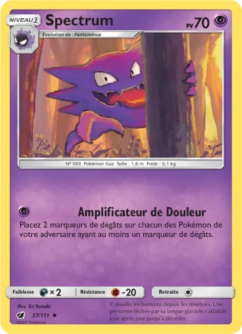 Carte Pokémon Spectrum 037/111, extension Invasion Carmin