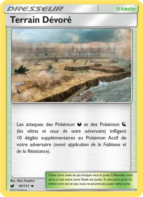 Carte Pokémon Terrain Dévoré 093/111, extension Invasion Carmin