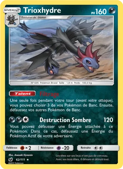 Carte Pokémon Trioxhydre 062/111, extension Invasion Carmin