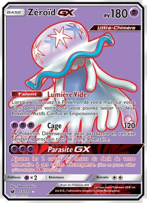 Carte Pokémon Zéroïd GX 103/111, extension Invasion Carmin
