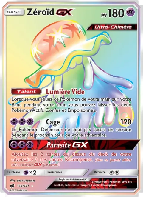 Carte Pokémon Zéroïd GX 114/111, extension Invasion Carmin