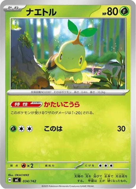 Carte Pokémon Tortipouss 034, extension Starter Decks 100 Battle Collection (japonais)