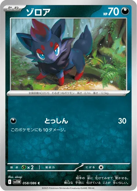 Carte Pokémon Zorua 058, extension White Flare (japonais)