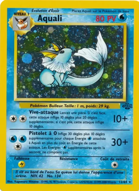 Carte Pokémon Aquali 012/064, extension Jungle