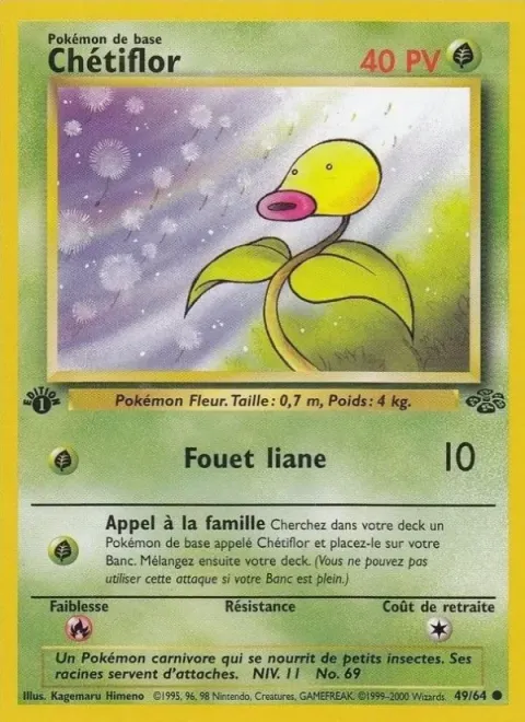 Carte Pokémon Chétiflor 049/064, extension Jungle