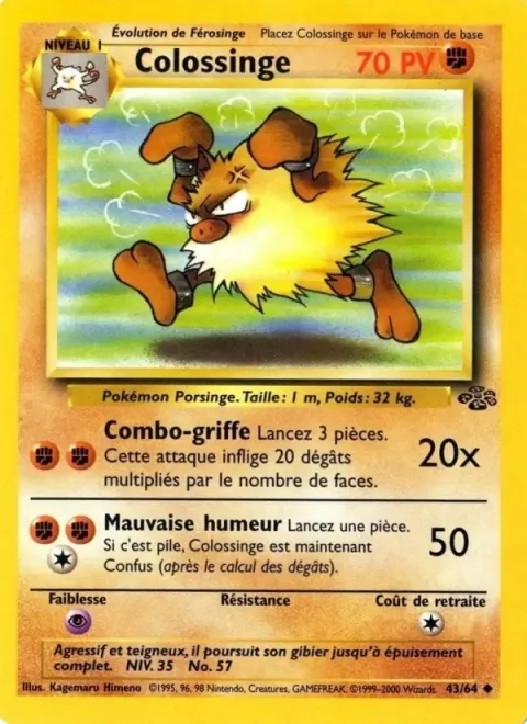 Carte Pokémon Colossinge 043/064, extension Jungle