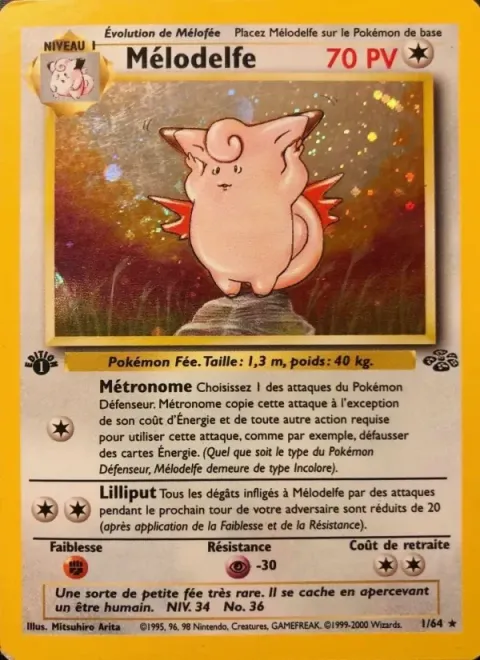 Carte Pokémon Mélodelfe 001/064, extension Jungle