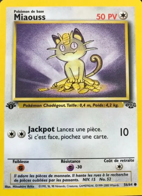 Carte Pokémon Miaouss 056/064, extension Jungle