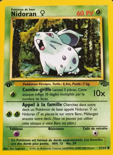 Carte Pokémon Nidoran ♀ 057/064, extension Jungle