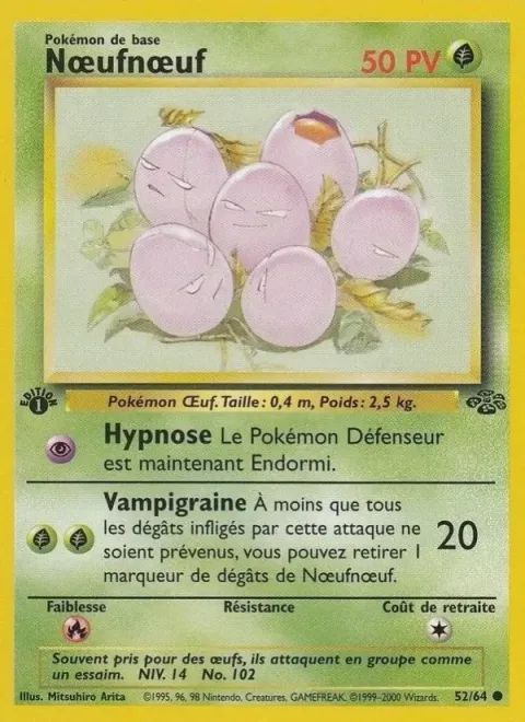 Carte Pokémon Nœufnœuf 052/064, extension Jungle