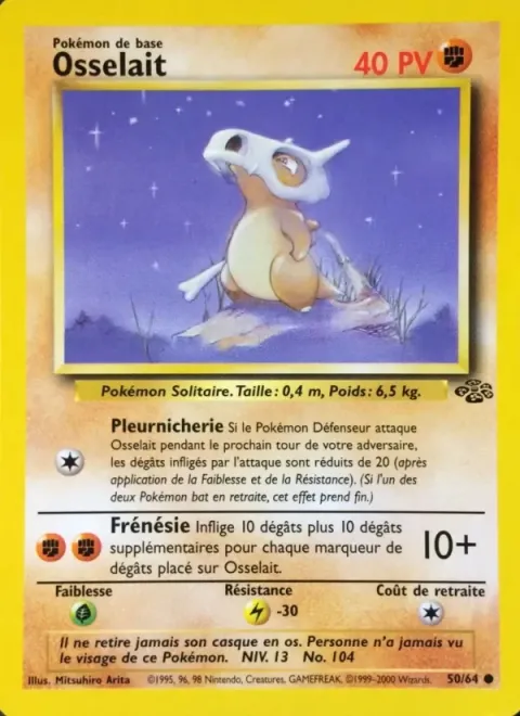 Carte Pokémon Osselait 050/064, extension Jungle