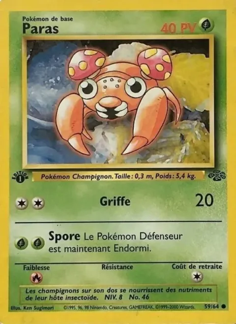 Carte Pokémon Paras 059/064, extension Jungle