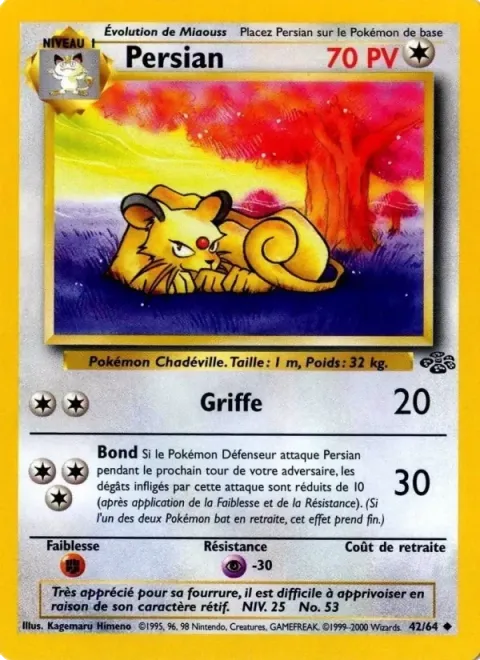 Carte Pokémon Persian 042/064, extension Jungle