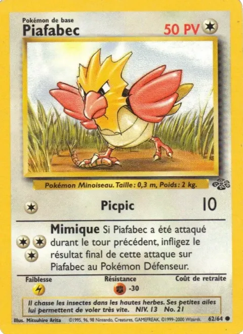 Carte Pokémon Piafabec 062/064, extension Jungle