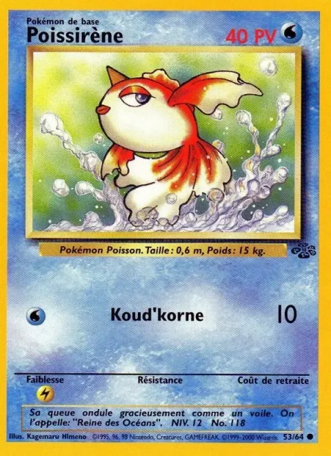 Carte Pokémon Poissirène 053/064, extension Jungle