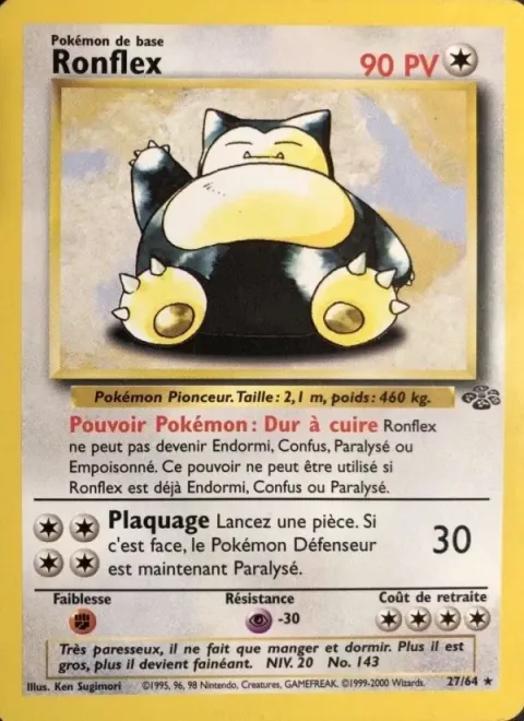 Carte Pokémon Ronflex 027/064, extension Jungle