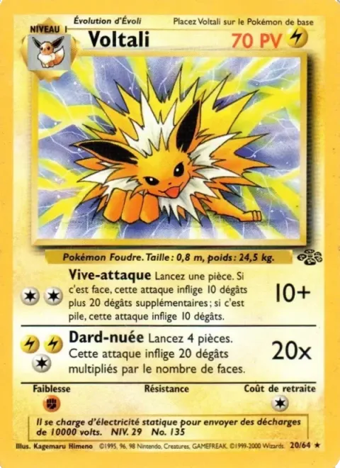 Carte Pokémon Voltali 020/064, extension Jungle