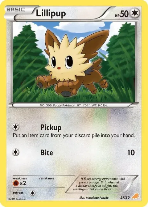 Carte Pokémon Ponchiot 027/030, extension BW Kit du dresseur (Minitaupe)