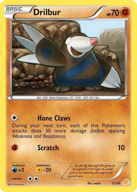 Carte Pokémon Rototaupe 013/030, extension BW Kit du dresseur (Minitaupe)