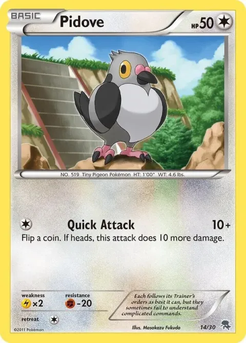 Carte Pokémon Poichigeon 014/030, extension BW Kit du dresseur (Zoroark)
