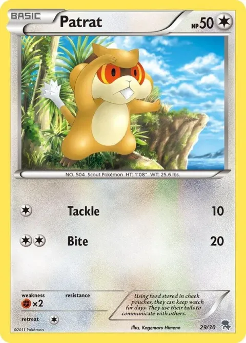 Carte Pokémon Ratentif 029/030, extension BW Kit du dresseur (Zoroark)