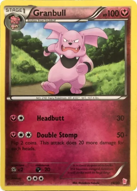 Carte Pokémon Granbull 014/030, extension XY Kit du dresseur (Nymphali)