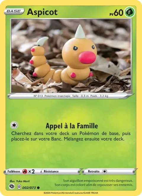 Carte Pokémon Aspicot 002/073, extension La Voie du Maître