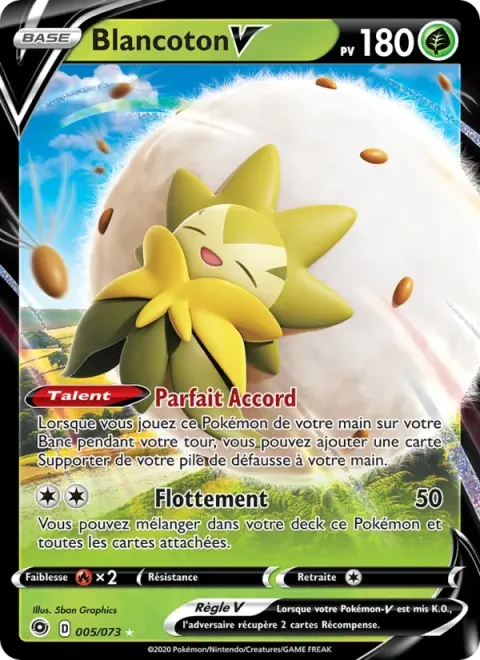 Carte Pokémon Blancoton V 005/073, extension La Voie du Maître