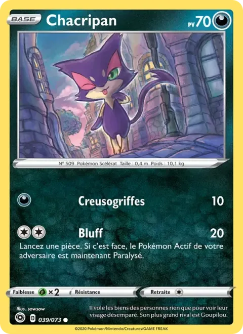 Carte Pokémon Chacripan 039/073, extension La Voie du Maître