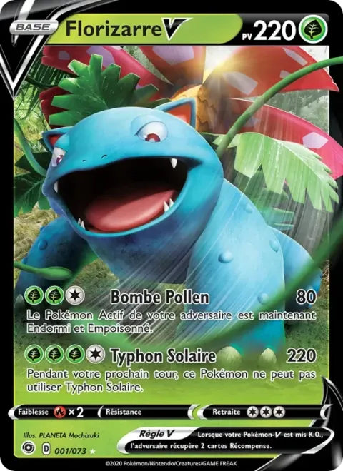 Carte Pokémon Florizarre V 001/073, extension La Voie du Maître