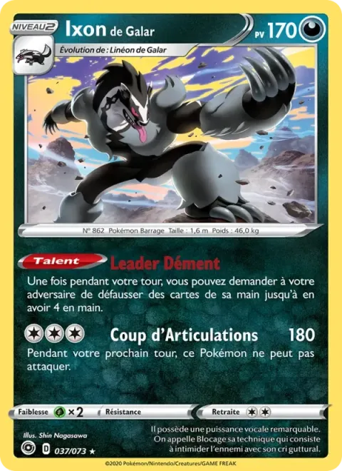 Carte Pokémon Ixon de Galar 037/073, extension La Voie du Maître