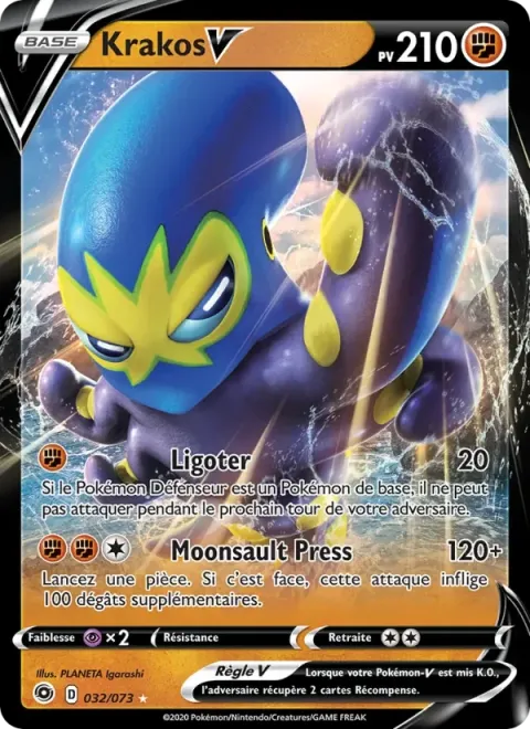 Carte Pokémon Krakos V 032/073, extension La Voie du Maître