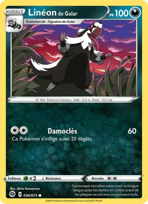 Carte Pokémon Linéon de Galar 036/073, extension La Voie du Maître