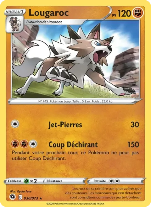 Carte Pokémon Lougaroc 030/073, extension La Voie du Maître