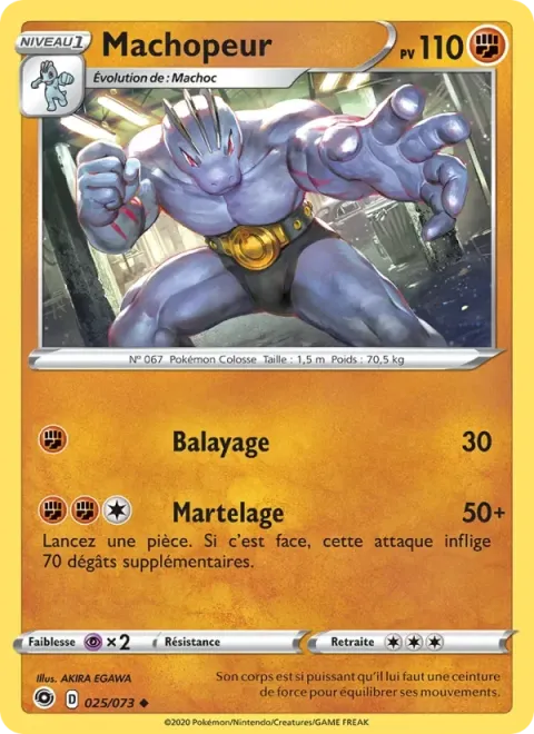 Carte Pokémon Machopeur 025/073, extension La Voie du Maître