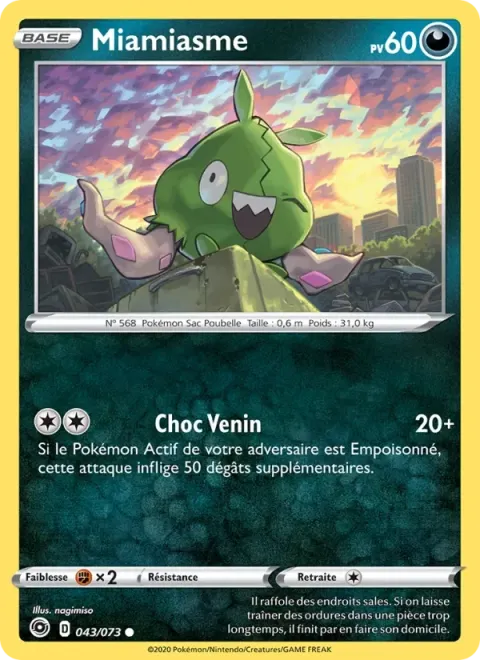 Carte Pokémon Miamiasme 043/073, extension La Voie du Maître