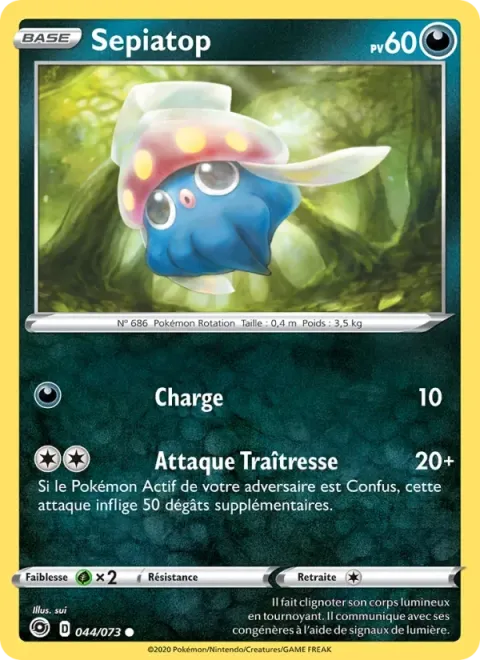 Carte Pokémon Sepiatop 044/073, extension La Voie du Maître
