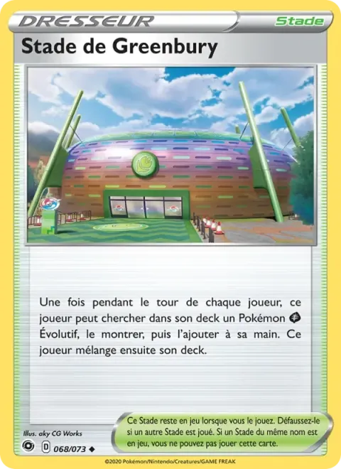 Carte Pokémon Stade de Greenbury 068/073, extension La Voie du Maître