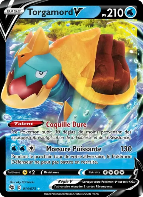Carte Pokémon Torgamord V 014/073, extension La Voie du Maître