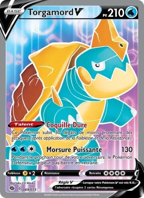 Carte Pokémon Torgamord V 069/073, extension La Voie du Maître