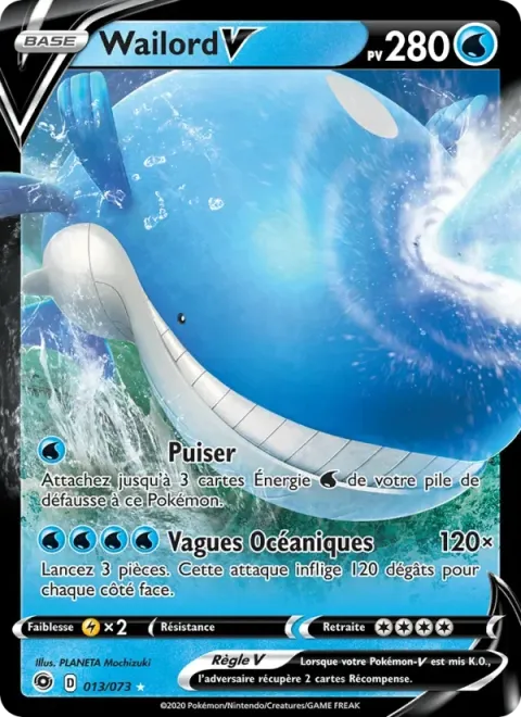 Carte Pokémon Wailord V 013/073, extension La Voie du Maître
