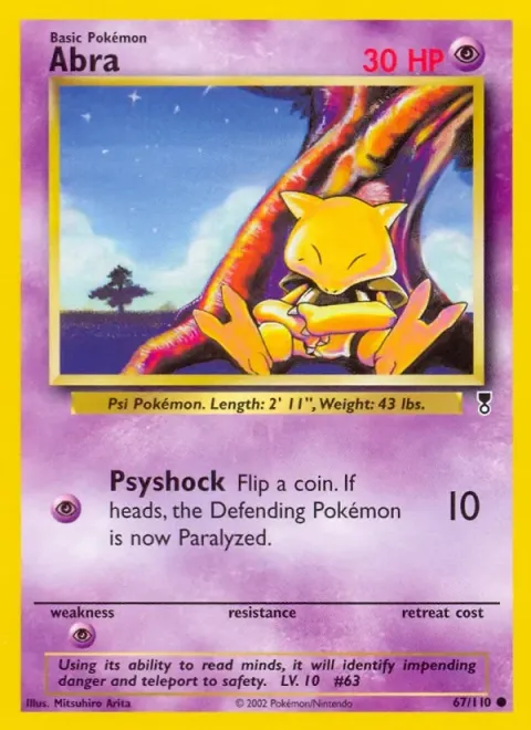 Carte Pokémon Abra 067/110, extension Legendary Collection (sortie anglaise)