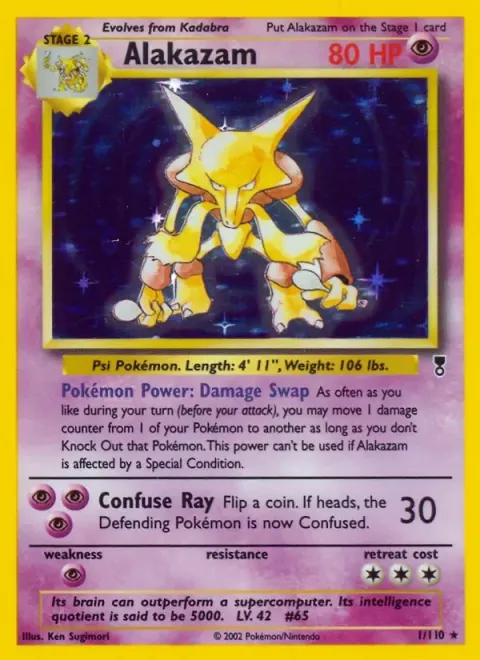 Carte Pokémon Alakazam 001/110, extension Legendary Collection (sortie anglaise)