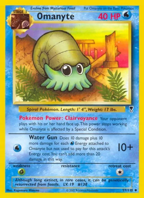 Carte Pokémon Amonita 057/110, extension Legendary Collection (sortie anglaise)