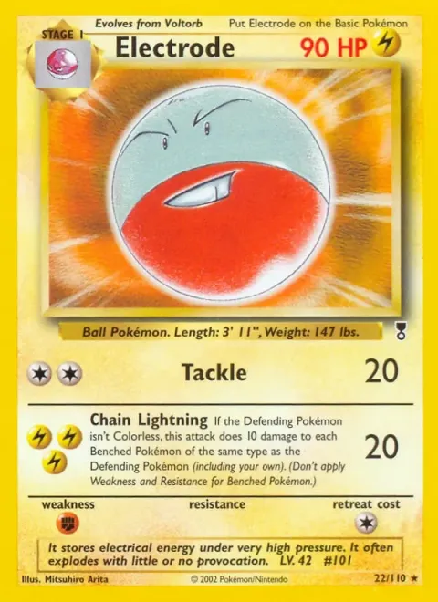 Carte Pokémon Électrode 022/110, extension Legendary Collection (sortie anglaise)