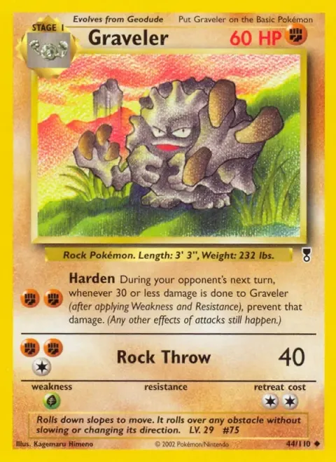 Carte Pokémon Gravalanch 044/110, extension Legendary Collection (sortie anglaise)